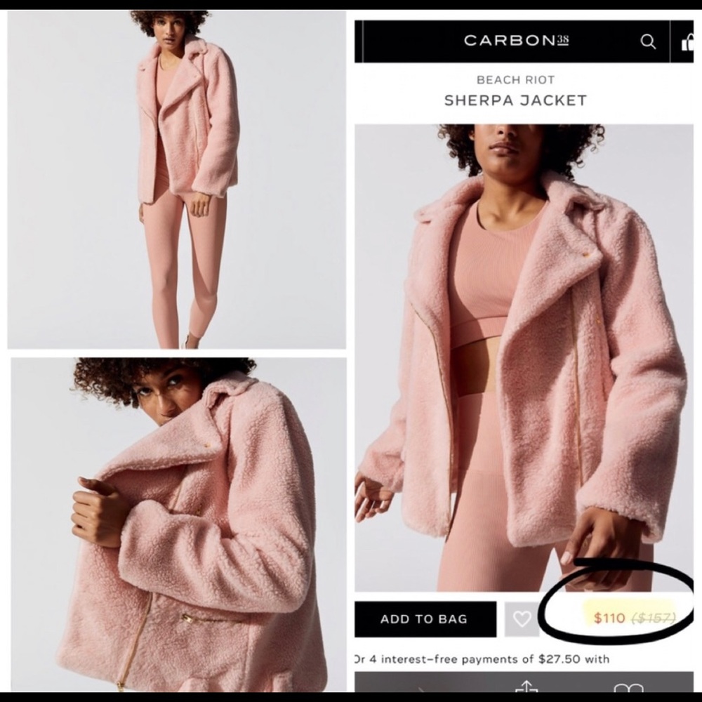 Soft Pink Sherpa Jacket by Beach Riot NWT Sz S